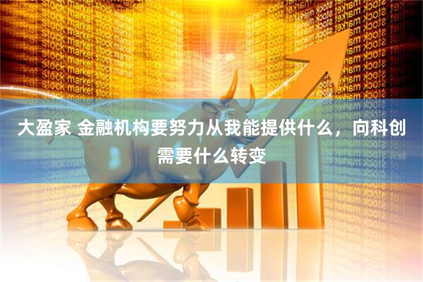 大盈家 金融机构要努力从我能提供什么，向科创需要什么转变